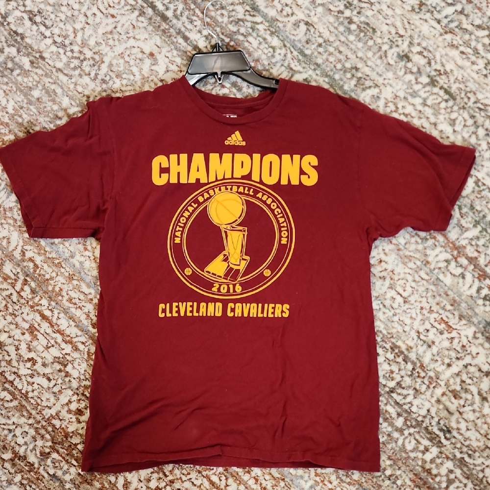 Adidas Red and Gold Champions Tee Clevelamd Cavaliers 2016 National Championship